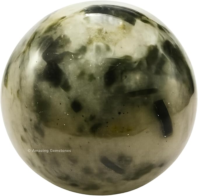 Amazing Gemstone Green Tourmaline in Quartz Crystal Ball with Stand - 2 Inches Crystal Sphere Meditation Balls for Witchcraft and Decorative Balls