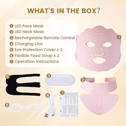 Red Light Therapy for Face and Neck, Led Face Mask Light Therapy, 7 Colors Light Therapy for Face & Neck, Red Light Therapy Mask for Skin Improve, Firm and Sooth, Professional Skin Care at Home