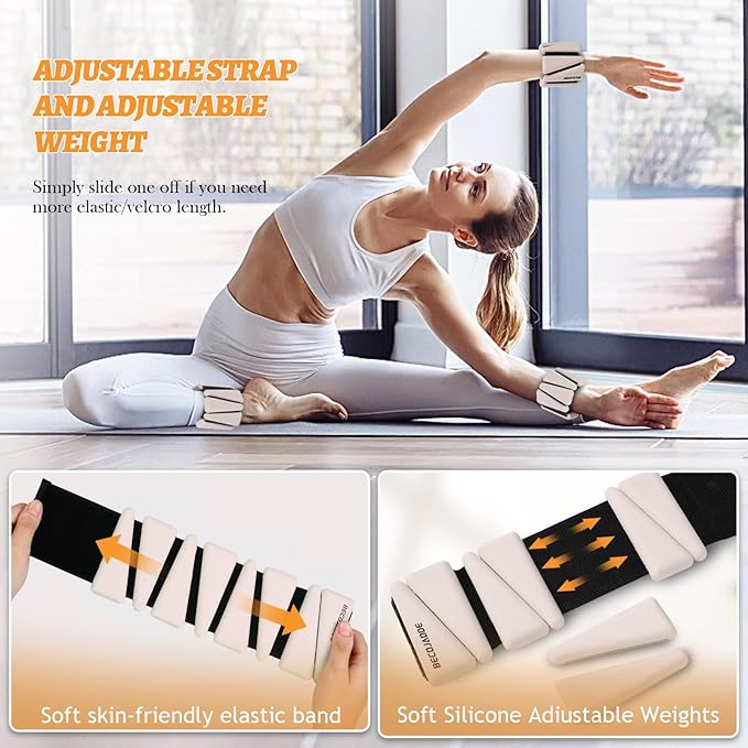 Ankle Weights Set of 2 (1 lb/2 lb/3 lb Each) Adjustable Wrist Weights for Women Men Wearable Arm Leg Weight for Pilates, Running, Walking, Workout, Yoga