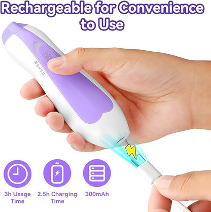 Baby Nail Trimmer Electric, 6 in 1 Rechargeable Baby Nail Clippers Manicure Set Grooming Kit for Toddler Infant or Adults (Purple)