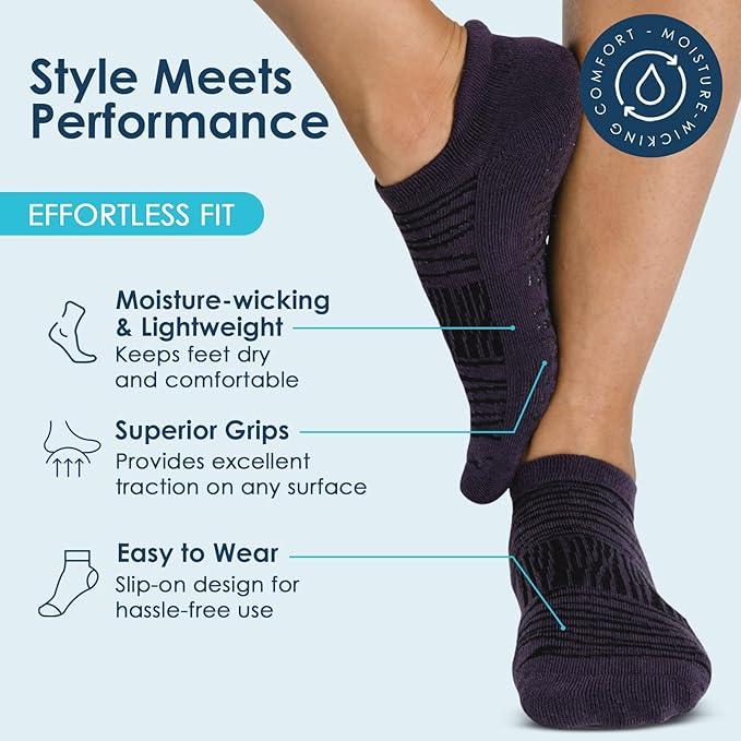 Tucketts Crew Closed Toes Non-Slip Grip Socks - Anti Skid Yoga, Barre, Pilates, Home & Leisure, Pedicure