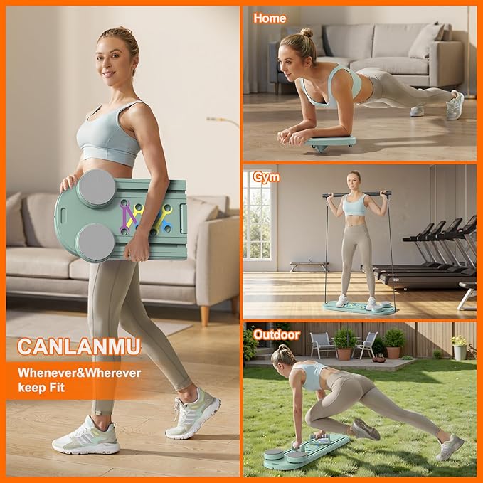 Pilates Board,Multifunctional Rebound Abdominal Board,Foldable Pilates Reformer Set, Ab Core Trainer Machine,Ab Exercise Board,Abs Workout Equipment for Women Home Gym Equipment