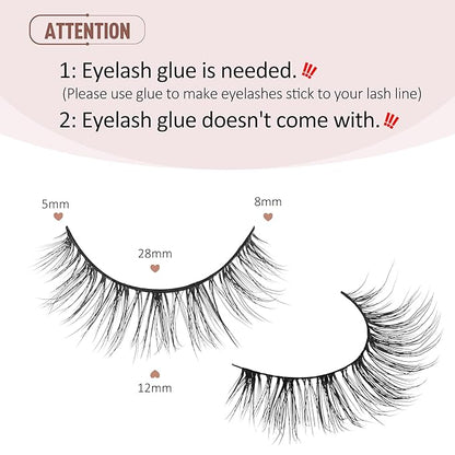 Onlyall Wispy Lashes Natural Look Short Eyelashes Lite Volume False Eyelashes Natural Lashes Soft False Eye Lashes Pack 7 Pairs D4