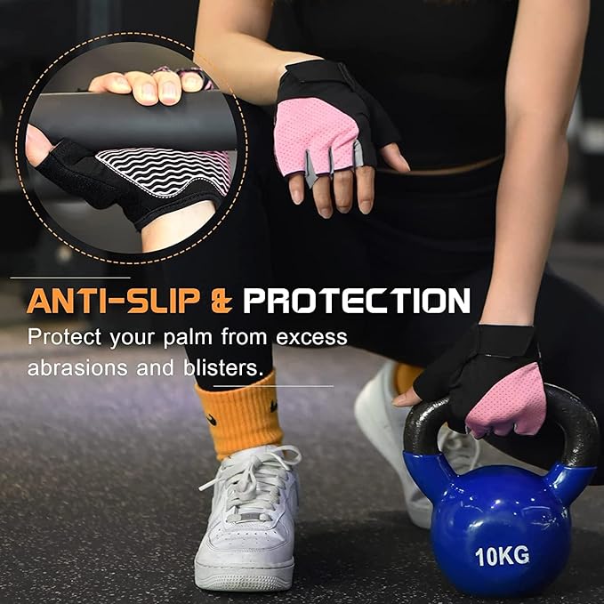 Sunnex Gym Gloves - Fingerless, Breathable Workout Gloves for Weightlifting, Cycling & More