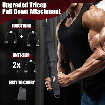 Seektop Tricep Rope, Multi Gym Tricep Rope Cable Attachment with Exercise Handle, Tricep Pull Down Ropes for Push Downs, Crunches, Facepulls