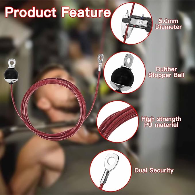 Replacement Cables for Home Gym, Fitness Pulley Cable, Weight Machine Replacement Cable -Thick 5mm(0.2inch) Heavy Duty Steel Wire Rope for Home Gym Cable