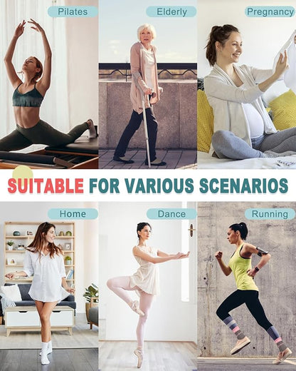 5 Pairs Pilates Grip Socks Yoga Socks with Grips for Women, Non-Slip Athletic Socks for Ballet, Dance, Workout, Hospital