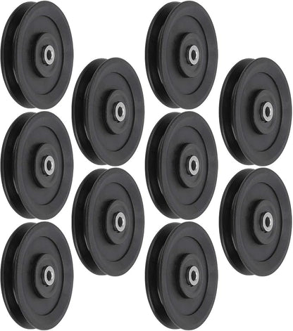 Keenso 10 Pcs 115mm Nylon Bearing Pulley Wheel Replacement Home Gym Equipment Machine Attachments Exercise Accessory