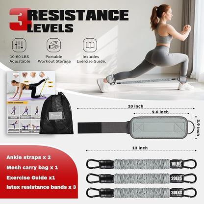 Ankle Resistance Bands with Cuffs, Leg and Glutes Workout Equipment, Resistance Bands with Ankle Straps for Cable Machine Kickbacks, Booty Workouts, Lower Body Exercises - Home Gym Exercise Equipment