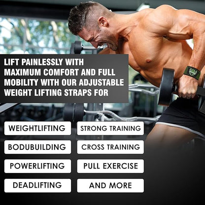 FIGHTSENSE Lifting straps for weightlifting, Gym wrist straps for men women, Neoprene Padded Cotton Weightlifting Straps for Bodybuilding, Powerlifting, Deadlifting and strength training