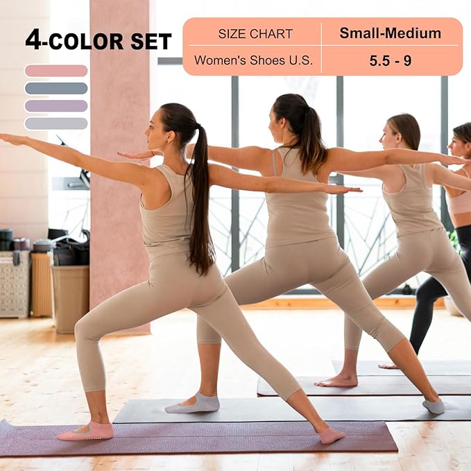 yeuG Grip Pilates Socks for Women Yoga Socks with Grips Open Top Non Slip Grippy Socks for Barre, Ballet, Barefoot Workout