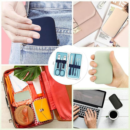 Manicure Set, Nail Clipper Set 7 in 1 Stainless Steel Nail Clipper Kit Nail Clippers Manicure Kit for Men Grooming Kit Pedicure Kit Fingernail Toenail Clippers for Men Women Husband Boyfriend, Blue