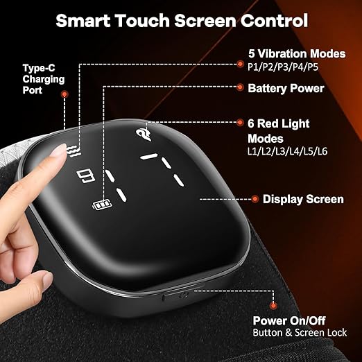 AFFLAT Red Light Therapy and Vibration Massage Knee Brace for Pain Relief, 660nm & 850nm Near Infrared Light, Rechargeable Wireless Controller, for Knee/Shoulder/Joint/Elbow Light Therapy