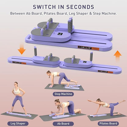 2025 Upgrated Pilates Board, Portable Pilates Reformer with Two Groups Resistance Band and Counter, Multi-Function Abdominal Pilates Board for Home, Suitable for Women's Full-Body Workouts