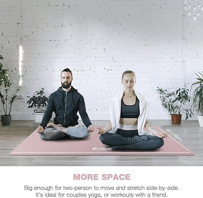 UMINEUX Large Yoga Mat for Men and Women 1/4 & 2/5 Inch Extra Thick TPE Fitness Mat for Home Gym Workout, Non-Slip, Eco Friendly Exercise Mat for Yoga, Pilates, Stretching, Meditation