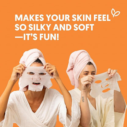 By Nature Hydrating Face Masks with Vitamin C + Collagen, Made From Bamboo Fiber from New Zealand (4 Pack)