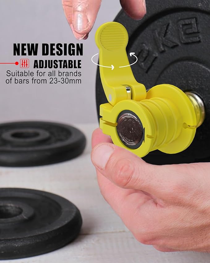 Pro Barbell Clips 1 inch Barbell Clamps 0.9-1.18inch Quick Release Weight Clips for Bars Multi-Size Adjustable Olympic Barbell Clamps