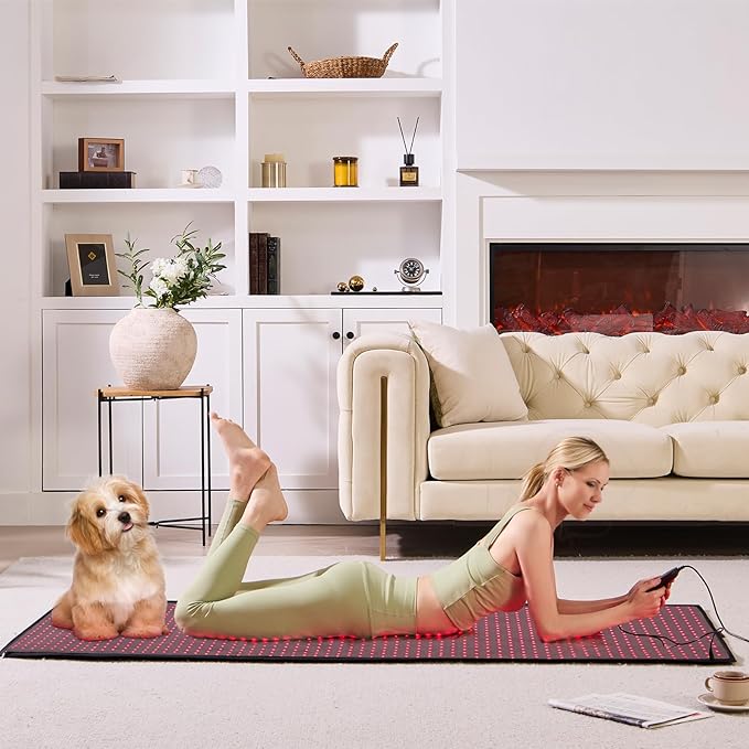 VEVOR Red Light Therapy Mat for Full Body, 1280PCS 3-Chip LED Light Therapy Pad & Controller, 10/40Hz Pulse, 10-90 Min Timer, 660nm Red & 850nm Near Infrared Light Therapy for Pain Relief, Skin Health