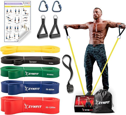 100% Natural Latex Resistance Bands Set with Door Anchor, 5-Level Pull Up Bands for Working Out, Strength Training & Physical Therapy, Workout Bands for Home Gym - Get Free A.I. Workout Plan