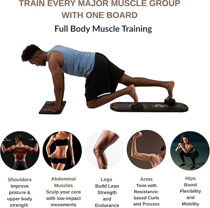 7-in-1 Pilates Reformer Board, Portable Pilates Board Foldable Pilates Reformer Equipment with Timer for Home Workouts with Resistance Bands Core Glider Push-Up Handles Balance Trainer Pilates Machine