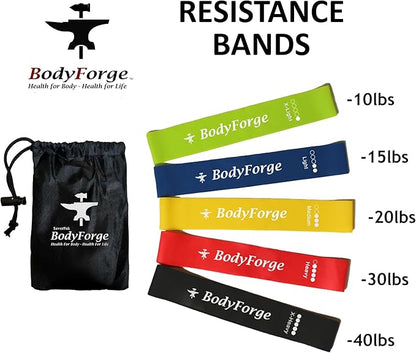 BodyForge Resistance Bands for Working Out for Women Men for Exercise Bands Resistance Bands for Legs Bands for Working Out Hip Thigh Glute Bands with Instruction Guide and Carry Bag, Set of 5