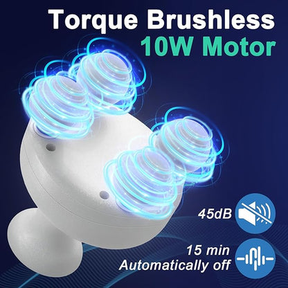 DEITY 4 Heads Handheld Massage Gun Deep Tissue, Electric Body Massager, Percussion Muscle Massager for Easing Shoulder and Back Tension, Perfect Gifts for Man Women, White