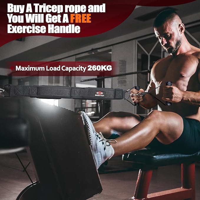 Seektop Tricep Rope, Multi Gym Tricep Rope Cable Attachment with Exercise Handle, Tricep Pull Down Ropes for Push Downs, Crunches, Facepulls