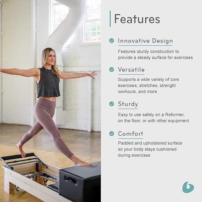 Balanced Body Standard Sitting Box for Pilates Reformer, Pilates Equipment for Home Workouts and Professional Studio Use, Fits Balanced Body Wood Reformers and Allegro or Allegro 2 Reformer