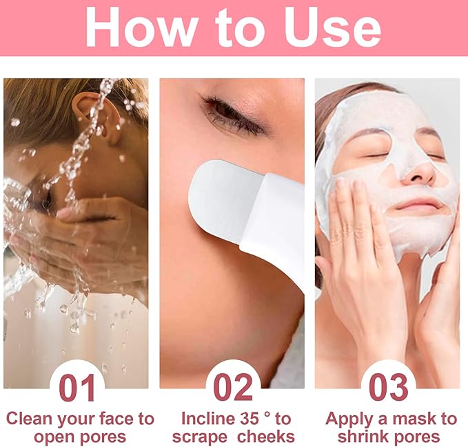 Manual Face Spatula, Metal Facial Scraper with Silicone Lid for Men & Women, Reusable Face Scrubber for Dry Oily Skin- White