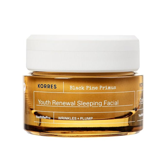 KORRES Black Pine Primus Youth Renewal Sleeping Facial, Overnight Wrinkle Cream with Collagen, Firming Night Cream, Skin Care for Women & Men, Moisturizer for Fine Lines & Wrinkles, Vegan, 1.35 Fl Oz