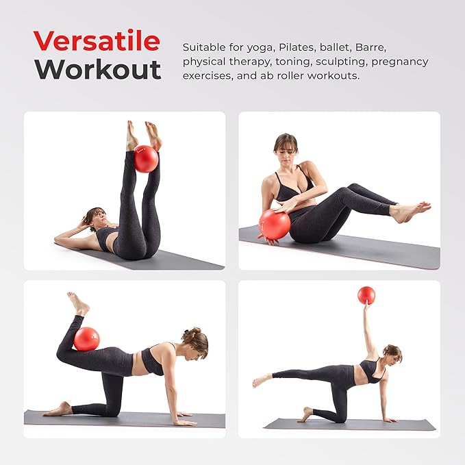 Sunny Health & Fitness Premium Anti-Burst Exercise Balls for Core Strength, Yoga, Pilates, Barre, Physical Therapy, Balance, Flexibility Non-Slip & Odorless