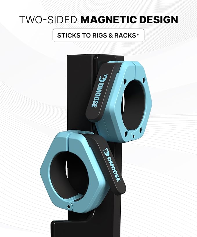 DMoose Fitness Barbell Clips 2 Inch (Pair) - Quick Release Olympic Barbell Clamps & Collars with Anti Slip TRP Grip for Secure Weightlifting and Powerlifting - Weight Clips for Bars at Home or Gym