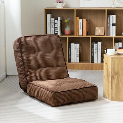 HollyHOME Adjustable Floor Chair with 6 Positions, Folding Lazy Sofa Recliner with Back Support, Thick Sponge Cushion and Portable Handle, Comfy Gaming Meditation Chair for Dorm, Bedroom, Coffee