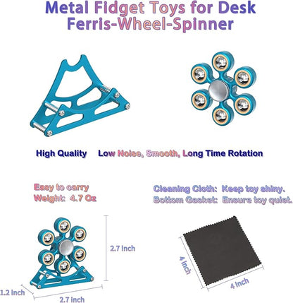 Desk Toys for Fidget Ferris-Wheel Spinner: 4mins Metal Cool-Gadgets Kinetic-EDC-Toy, Cool-Stuff for Kid Children Teen Adult, ADHD Tools Stress Relief Gift for Office Home School Men Woman Christmas