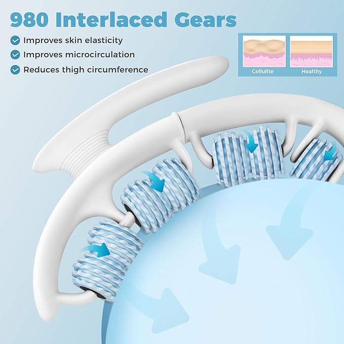 Cellulite Massage Tool, Fascia Blaster for Cellulite, Lymphatic Drainage Massager Relieve Muscle Soreness, Anti Cellulites Roller with Detachable Roller Handle to Massage More Areas (White)