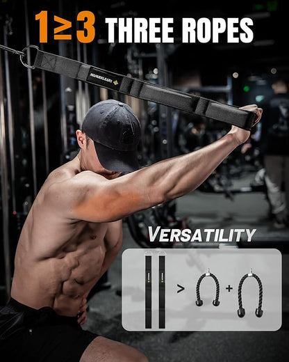MANUEKLEAR Tricep Rope Cable Attachment Handles, Greater Range of Motion, Tricep Pull Down Rope for Push Downs, Crunches, Facepulls for Professional Gym