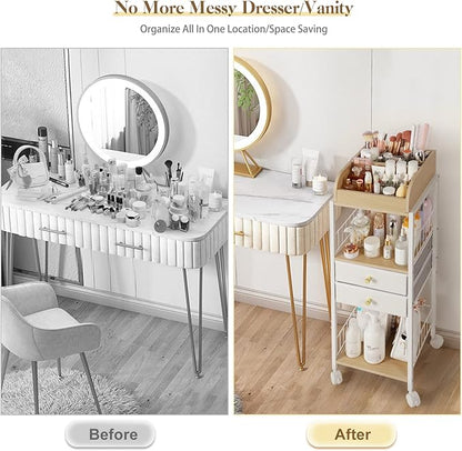 Makeup Organizer, Floor Skincare Organizers, Make Up Organizers and Storage with Drawers, Vanity Organizer Cosmetics Display Cases Holder for Skin Care Nail Polish Perfume Makeup brush Hair Tool