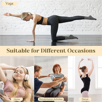 Justay 6 Pairs Pilates Socks with Grips for Women Soft Non Slip Crew Cotton Athletic Workout Barre Hospital Yoga Socks