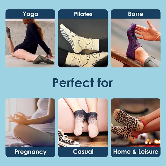 Tucketts Crew Closed Toes Non-Slip Grip Socks - Anti Skid Yoga, Barre, Pilates, Home & Leisure, Pedicure