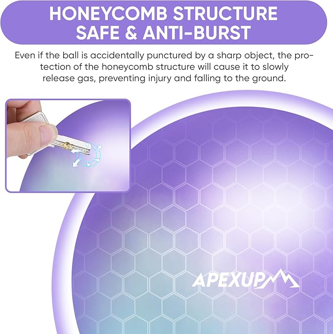 APEXUP Yoga Ball Exercise Ball Anti Slip Heavy Duty for Fitness, Balance & Core Workout