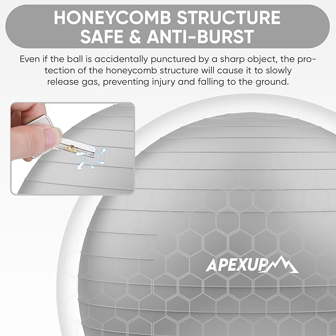 APEXUP Yoga Ball Exercise Ball Anti Slip Heavy Duty for Fitness, Balance & Core Workout