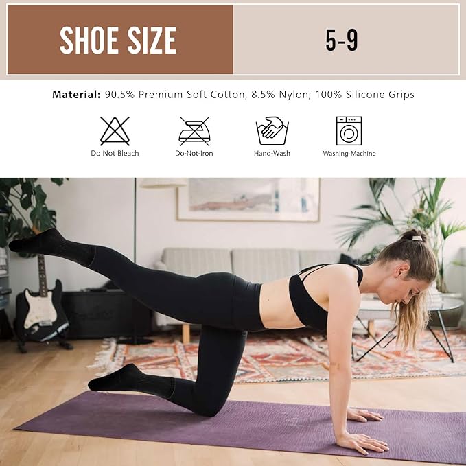3 Pairs Non Slip Yoga Socks for Women Anti-skid Long Socks for Yoga, Barre, Ballet, Dance, Barefoot Workout Gym