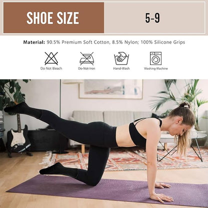 3 Pairs Non Slip Yoga Socks for Women Anti-skid Long Socks for Yoga, Barre, Ballet, Dance, Barefoot Workout Gym