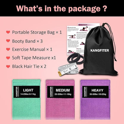 Non-Slip Fabric Resistance Bands for Working Out, Loop Exercise Bands for Booty Leg, Butt, Glute, Stretch Workout Bands for Women & Men, Hip Elastic Bands for Home Gym Fitness, Yoga, Pilates