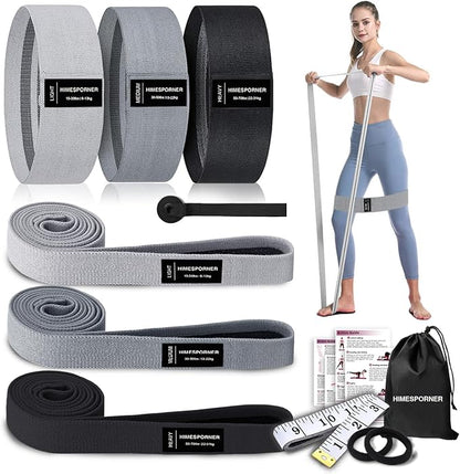 Wide Fabric Resistance Bands Set for Working Out, Non-Slip Exercise Booty Bands for Women & Men Leg and Glutes with Hair Ties and Tape Measure - for Home Gym Workout, Yoga, Pilates