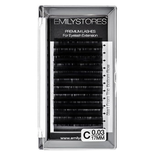 0.03mm Thickness C Curl Eyelash Extension 17MM Fine Soft Light-Weight Volume Individual Lash For Easy Fan Eyelash Extensions (17MM)