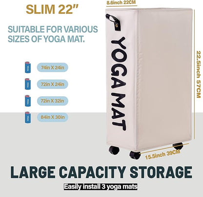 Twira Yoga Mat Storage Racks, Home Gym Storage Rack for Foam Roller, Yoga Strap and Resistance Bands, Workout Equipment Corner Storage Organizer with Wheels