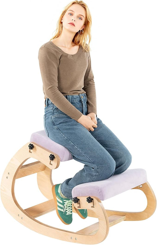 Knee Chair Ergonomic for Office,Rocking Kneeling Chair Desk,Adjustable Posture Chairs for Relieve Neck or Back Pain,Balance Chairs for Work,Meditation,Home,Gifts for Men,Women,Her,Him