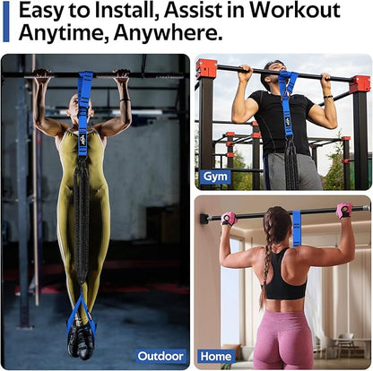 Pull Up Assistance Bands Set, Heavy Duty Adjustable Pull Up Assist Band with Feet Rest, Strength Training Bands for Home Gym Fitness, Pull-Up Bar, Calisthenics and Body Stretching
