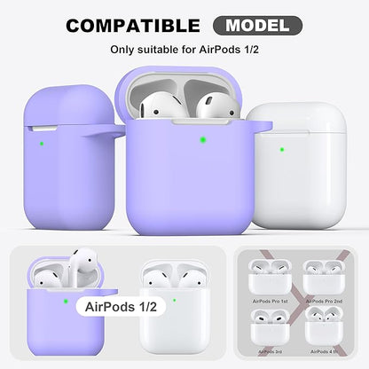 R-fun Compatible with AirPods Case Cover, Soft Silicone Protective Cover with Keychain for Women Men Compatible with Apple AirPods 2nd 1st Generation Charging Case, Front LED Visible,Lilac
